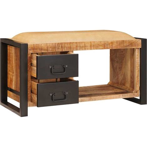 Banc de rangement avec tiroir Marron Bois de manguier massif