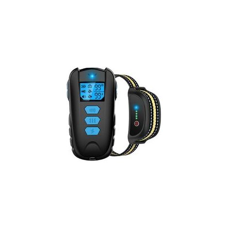 Collier de dressage électrique pour chien, lampe de poche, son, vibration/choc, étanche, 500 m, bleu
