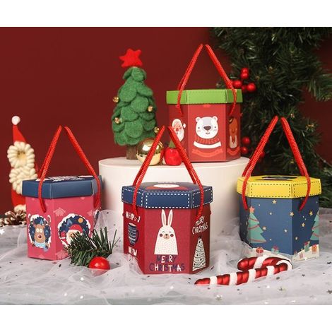 8 boîtes de Noël pomme, 4 styles variés, emballage cadeau de Noël, coffret de fruits festif, paquet Eve de Noël, décoration saisonnière (1/2)