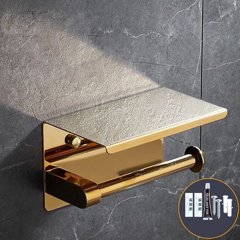 Porte-papier mural en acier inoxydable 304 doré – 14 x 10 x 9,5 cm – design élégant et résistant pour salle de bain (1/4)