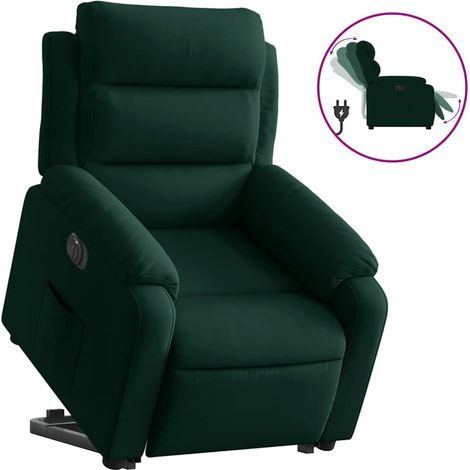 Maison Exclusive - Poltrona Alzapersona Reclinabile Elettrica Verde Scuro Velluto