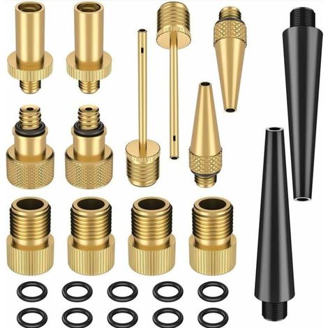 Adaptateur de pompe à vélo Kit d'adaptateur de valve Valve de vélo en cuivre pur Valve de voiture Pas de fuite d'air Pas de fondu DV AV SV Valve pour pompe à vélo (1/2)