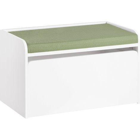 Cassapanca Portagiochi Per Bambini Scatola Portaoggetti Scarpiera Con Sedile Bianco 60x34x35cm KMB80-W SoBuy