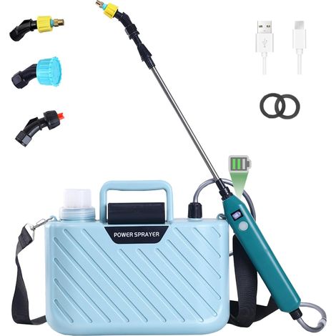 5L Pulvérisateur à Pression AutoPump, Pulvérisateur Électrique des Plantes avec 3 Buses Réglables, Lance Télescopique Rechargeable avec Niveau de Batterie Visible, USB Rechargeable (Bleu) (1/5)