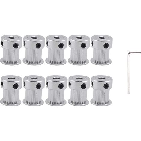 Poulie crantée synchrone 2GT 20 dents, alésage 5mm, largeur 10mm, lot de 10 pièces, courroie dentée, transmission précise, compatible moteur, pièce mécanique robuste. (1/5)