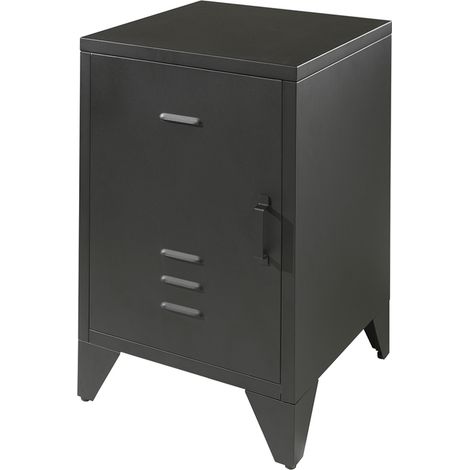 Table de chevet Bronxx Locker en métal 40x60 - noir mat (1/4)