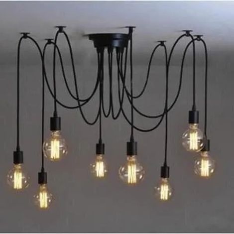 8pcs E27 Douille Rétro Lustre Plafond Lampe Suspensions Luminaire Plafond Lumière éclairage Plafonniers Lustres Luminaire Ecl J0C2 (1/4)