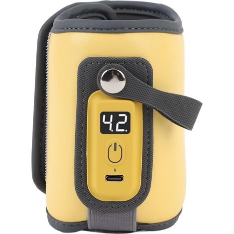 Chauffe-lait – Chauffe-biberon Portable à Chauffage Rapide avec 5 Réglages de Température Précis, écran LCD en Temps Réel, Conception LéGère de 160 G pour la Maison et les Voyages (YELLOW) (1/5)