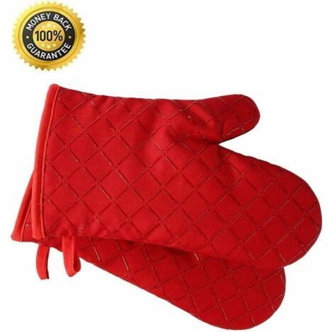BUNTHAUS Gants Gants de cuisine antidérapants de qualité supérieure (lot de 2) jusqu'à 240 ° C - silicone Gants de gril extrêmement résistants à la chaleur Gants de barbecue (rouge), Ensoleillé (1/4)