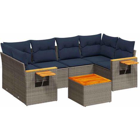 Maison Exclusive - Set Divani da Giardino 7 pz con Cuscini Grigio in Polyrattan (1/5)
