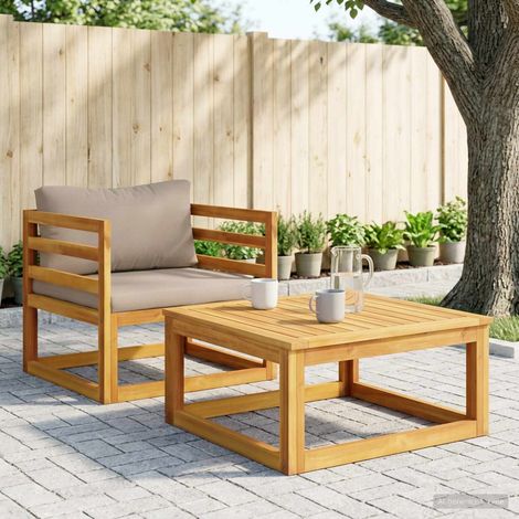 vidaXL Fauteuil modulable avec coussins Bois d'Acacia Massif Naturel (1/5)