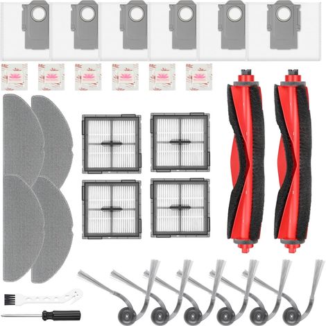 30 Stück Zubehör für Roborock Q10 S5+/Q10 S5/Q10 X5+/Q10 X5 Saugroboter, 2 Hauptbürsten, 4 Filter, 4 Wischpads, 6 Seitenbürsten, 6 Flach-Duftsteine, 1 Reinigungsbürste & 1 Schraubendreher (1/5)
