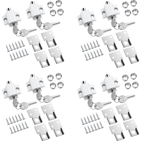 8PCS Serrure De Sécurité Pour Fenêtre Coulissante En Alliage De Zinc Avec Clés Pour Maison Et École