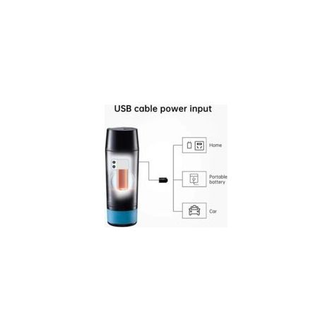 Machine à café électrique portable, mini de 28 cm, en acier inoxydable alimentaire – Câble USB + 2 tasses – Extraction à 5V basse tension/20 Bar/30-63 ml – Pour usage domestique, en camping et en voit (1/4)