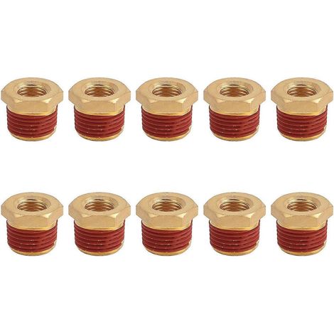 10 Stück Messing-Rohrreduzierstücke 1/2" Außengewinde auf 1/4" NPT Innengewinde-Buchsenadapter mit Leckschutz (1/4)