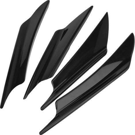 4pcs Spoiler Universel de Pare-Chocs Avant pour Voiture en ABS Noir Non Peint avec Ailerons Canards Kit de Décoration Anti-Collision (1/5)