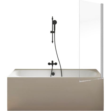 Pack baignoire 170 x 75 JACOB DELAFON Elise + tablier niche + pommeau et mitigeur bain noir Aimé + pare bain chromé + vidage