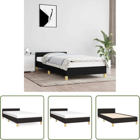 The Living Store Bettgestell ohne Matratze Schwarz 100x200 cm Stoff - Bettesrahmen - Doppelbett - Boxspringbetten - Lattenrost - Schlafzimmermöbel (1/5)