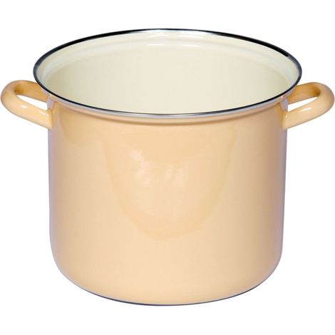 Olla Riess con borde cromado Ø20cm Olla alta para carne de 4 litros esmaltada Classic Pastel amarillo dorado