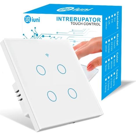 Interrupteur tactile intelligent, Wi-Fi, verre trempé, 4G, 10 A, commande vocale, Smart Life / Tuya, LED (1/5)