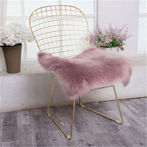 Tapis imitation laine en peluche, coussin de siège, coussin de chaise carré en fausse fourrure,violet raisin, 40 x 40 cm (1/5)