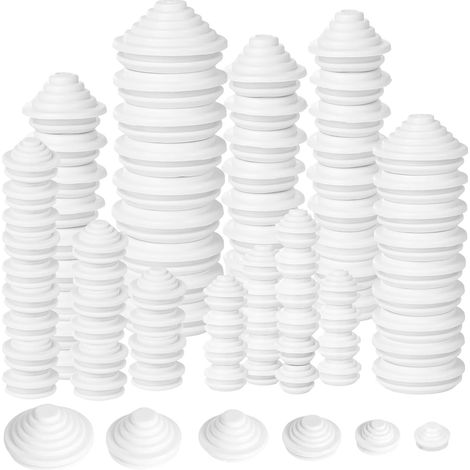 90 Pièces Passe Fil Caoutchouc, 6 Tailles de Passe Cable Caoutchouc Blanc, 30mm, 25mm, 22mm, 14mm, 12mm, 10mm Passe Fil, Oeillet en Caoutchouc pour Protection de Câbles (1/5)