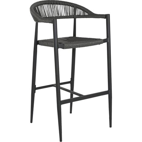 Chaise de bar en rotin noir élégant pour extérieur - Noir profond élégant et raffiné (1/5)