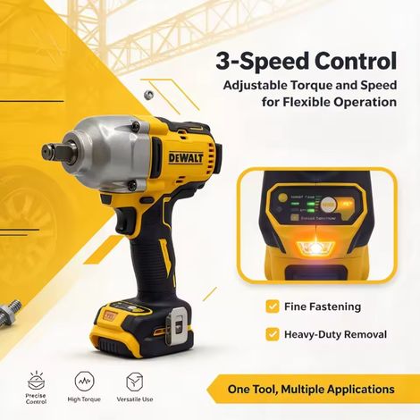 DEWALT DCF900 Chiave a percussione senza fili 18V XR Brushless, coppia 1396Nm, attacco quadro 1/2, solo macchina, senza batteria e caricabatterie (1/4)