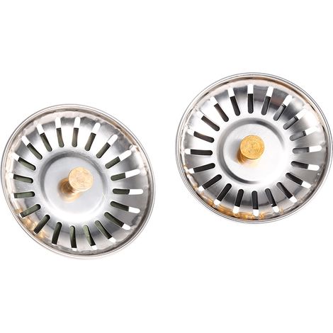 Bouchon de vidange en acier inoxydable pour évier de cuisine (2 pièces), filtre pour bac à légumes (1/4)