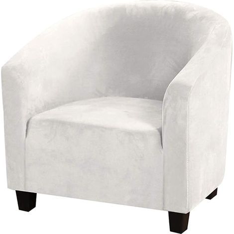 Housse De Chaise Club,Housses De Chaise De Baignoire en Velours Extensible Housses De Canapé Souples pour Fauteuil Protecteur De Meubles (Blanche, Velours)-Fei Yu (1/5)