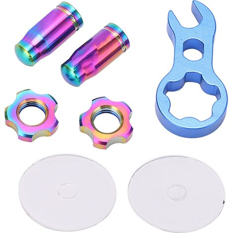 RISK 7 pièces Bouchons de Valve Presta Vélo en Alliage de Titane - Capuchons Anti-Poussière Colorés pour Pneus de Bicyclette (1/5)