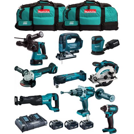 MAKITA Kit MK902 (DHP481 + DHR243 + DGA504 + DTD152 + DJV182 + DSS610 + DJR186 + DBO180 + DTM51 + 3x5,0 Ah + DC18RD + 2xLXT600) (1/5)