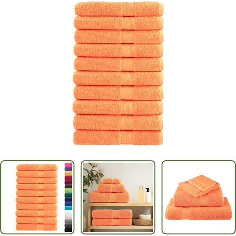 Badetuch - Premium-Handtücher SOLUND 10 Stk. Orange 100x200 cm 600 g/m² (1/5)