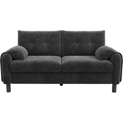 Modernes 2-Sitzer Sofa, bequemes Polstersofa aus Chenille Stoff mit dicken Kissen, gemütliche Couch für Wohnzimmer, Schlafzimmer, kleine Wohnung, Polstermöbel im skandinavischen Design, Gray (1/5)