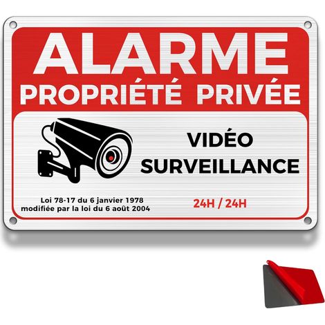 Panneau de Propriété Privée avec Alarme de Sécurité - 22×15 cm en Aluminium, Intérieur/Extérieur (ALARME PROPRIÉTÉ PRIVÉE) (1/5)