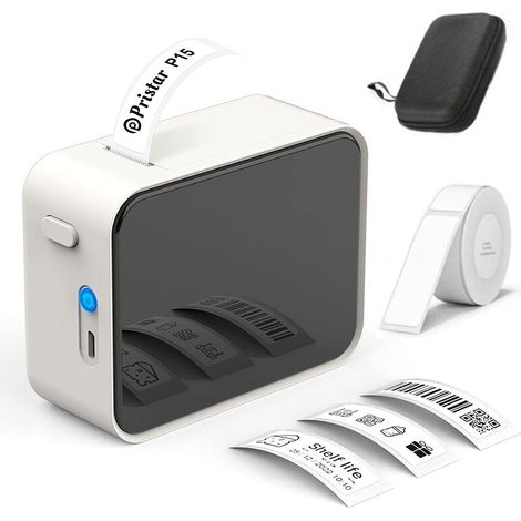 Kompakter Bluetooth-Thermoetikettendrucker – Druckt Barcodes und QR-Codes – Wasser- und ölbeständig – 4 Stunden Akkulaufzeit