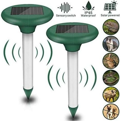 Répulsif solaire pour taupes, répulsif ultrasonique pour taupes, répulsif pour campagnols, répulsif pour taupes, contrle des nuisibles avec IP56 pour le jardin, 2 pièces., Ensoleillé (1/5)