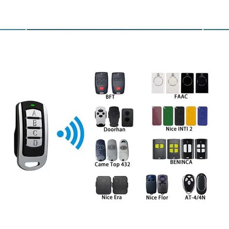 Télécommande Universelle Multi-Fréquences en Métal Compatible CAME TOP432NA EV 433.92 MHz Rolling Code DOORHAN – Émetteur Sans Fil Garage et Portail 1 Pièce, Noir (1/4)