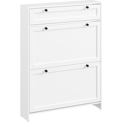 SoBuy Shoe Cabinet with 1 Drawer White 80x19x107cm Modern FSR207-W
