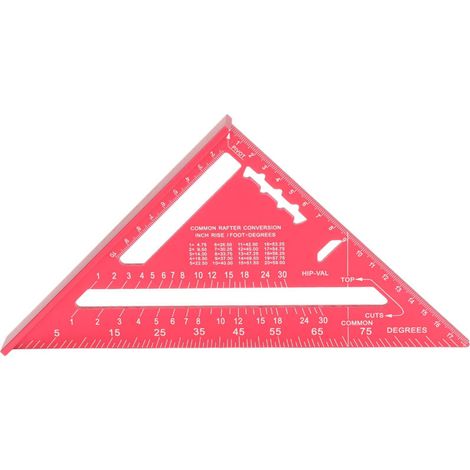Triangle pour le travail du bois, peinture électrophorétique en alliage d'aluminium, échelle claire, carré de charpentier rouge (1/5)