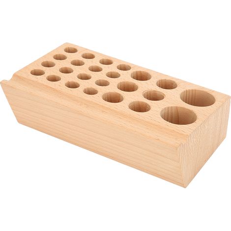 Boîte de rangement pour outils de perçage en cuir à 24 trous, en hêtre, idéale pour le bricolage et l'impression.