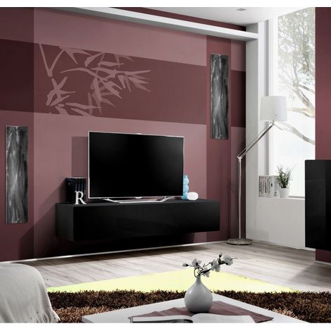 Banc TV - Fly I- 160 cm x 30 cm  x 40 cm - Noir - Livraison gratuite