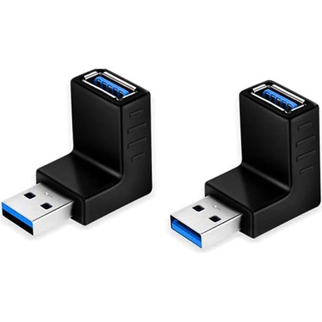 CCYKXA USB 3.0-Winkeladapter, 90°-Winkeladapter, USB-Buchsenstecker, Verlängerungsstecker, 2-teiliger Koppler, kompatibel mit allen USB-Kabeln