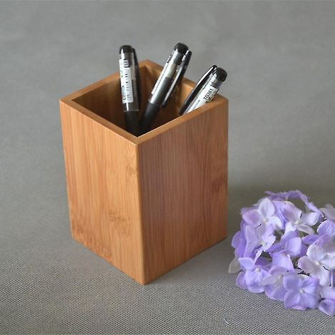 Porte-crayons et porte-stylos de bureau en bois, pot à crayons multifonctionnel, organisateur de bureau, boîte de rangement pour stylos et accessoires de bureau en bois avec finition soignée (1/5)