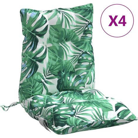 Maison Exclusive - Cuscini Sedia Schienale Basso 4 pz Motivo Foglie Tessuto Oxford (1/5)