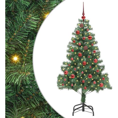 Sapin de Noël  Arbre de Noël avec 150 LED avec support Vert 150 cm PVC (1/5)