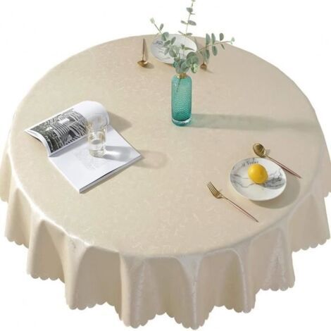 Runde PVC-Tischdecke, fleckenabweisend - Beige - Art.-Nr. DS92324 (1/5)