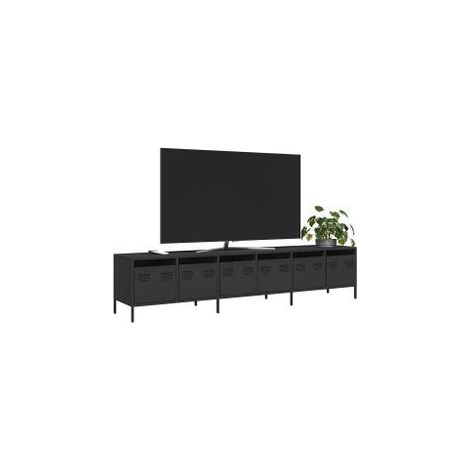 Meuble TV noir 202x39x43,5 acier laminé à froid (1/5)