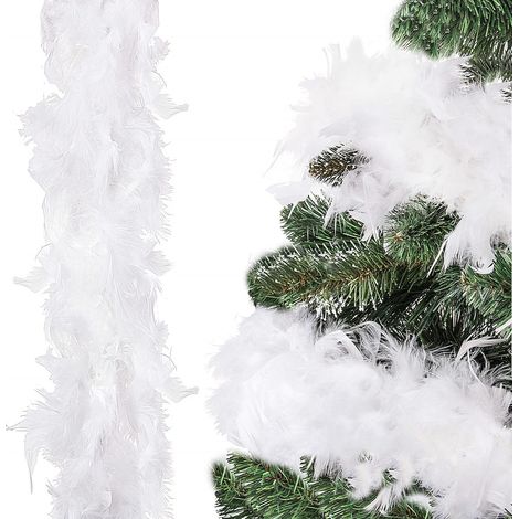 BOA CON PIUME bianche 1,5 m DENSO FLUFFY CATENA di ghirlande PER ALBERO DI NATALE PREMIUM (1/5)