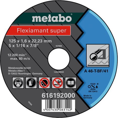 Flexiamant super discos de corte 125x1,6x22,2 acero Metabo